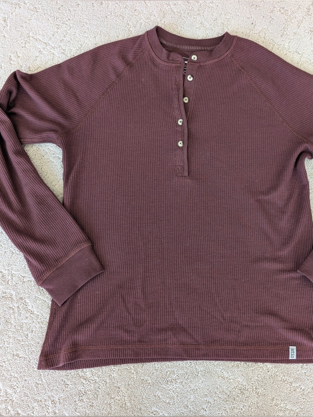 Stio Women's Waffle Henley, Sz S (Burgundy)